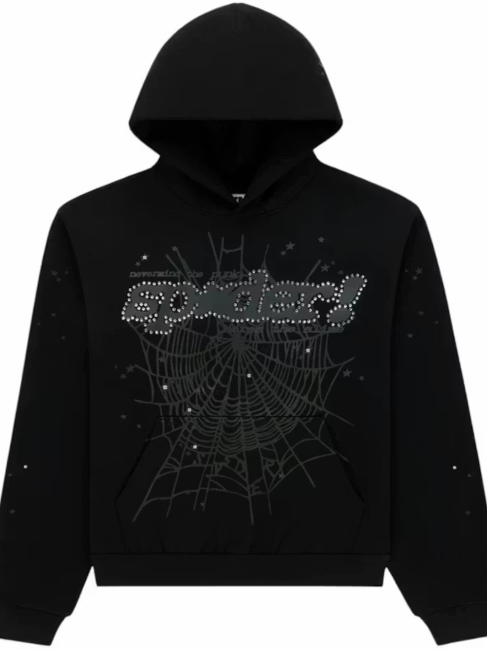 SP5DER RHINESTONE PUNK V2 HOODIE BLACK - M